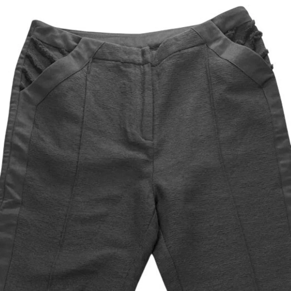 Aje Black Linen Cotton Tuxedo Trousers with Button Ankle Detail 12 Minimalist